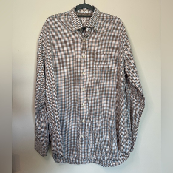 Peter Millar Blue and Brown Casual Button Down Shirt size Large - Picture 1 of 6